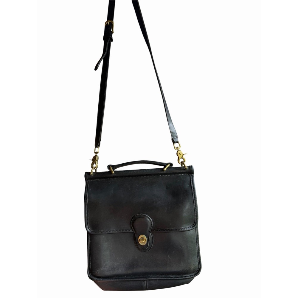 COACH Vintage Willis Black Leather Crossbody Shoulder Bag Handbag 9927
